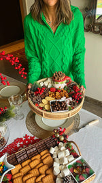 Green Braided Half Zip Up Pullover