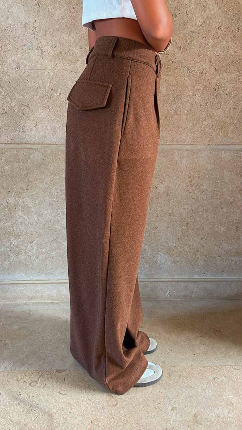 Brown Loose Classic Pants
