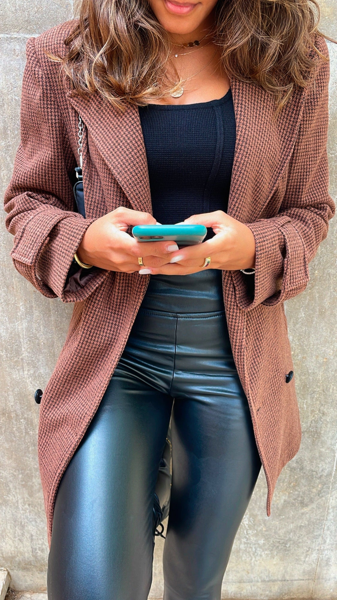 Brown Checkered Classic Blazer