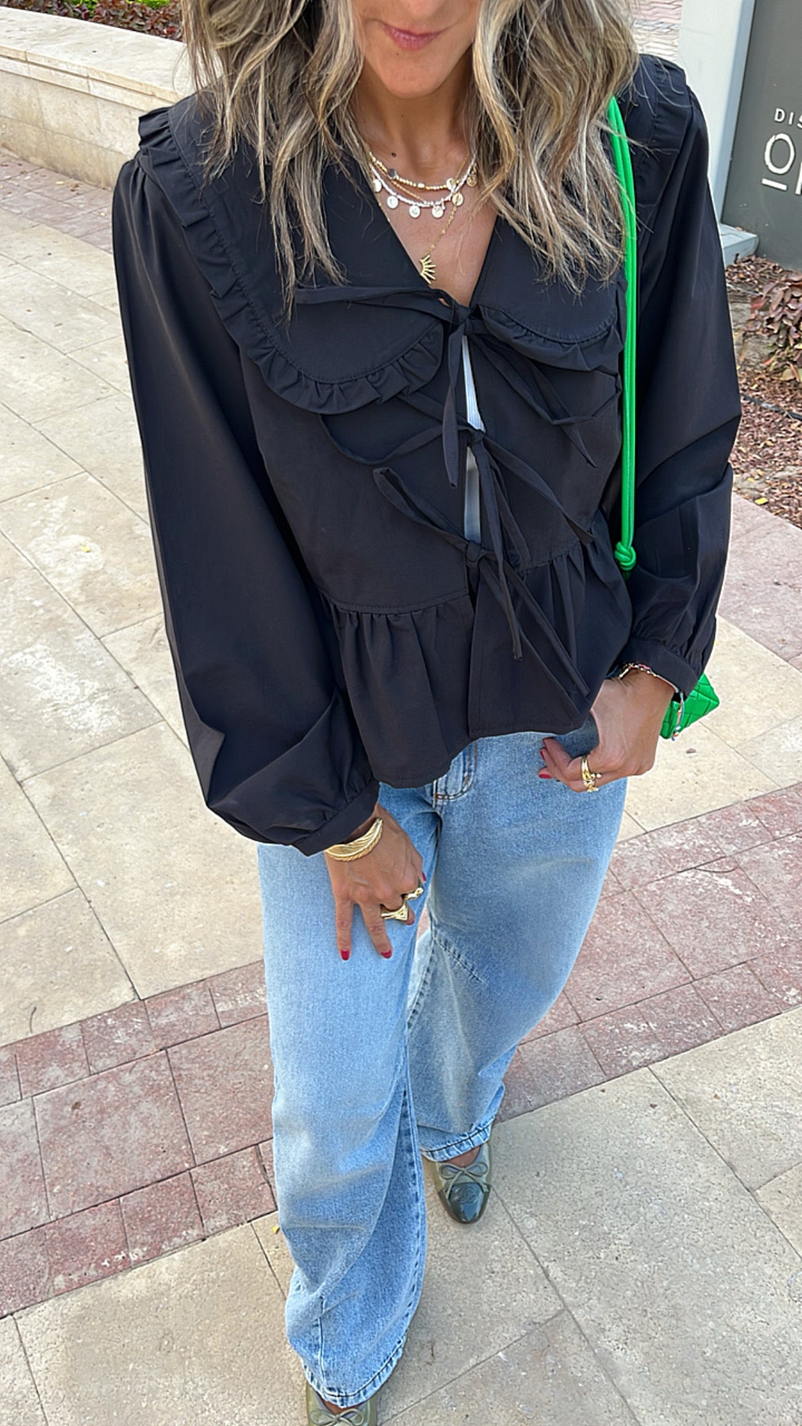 Black Peter Pan Tie Top