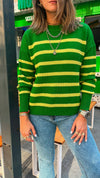 Green All About Stripes Pullover