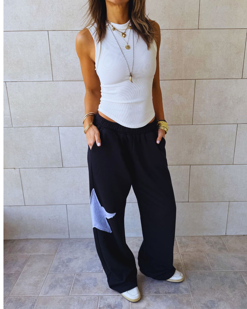 Black Lone Star Straight Leg Sweatpants