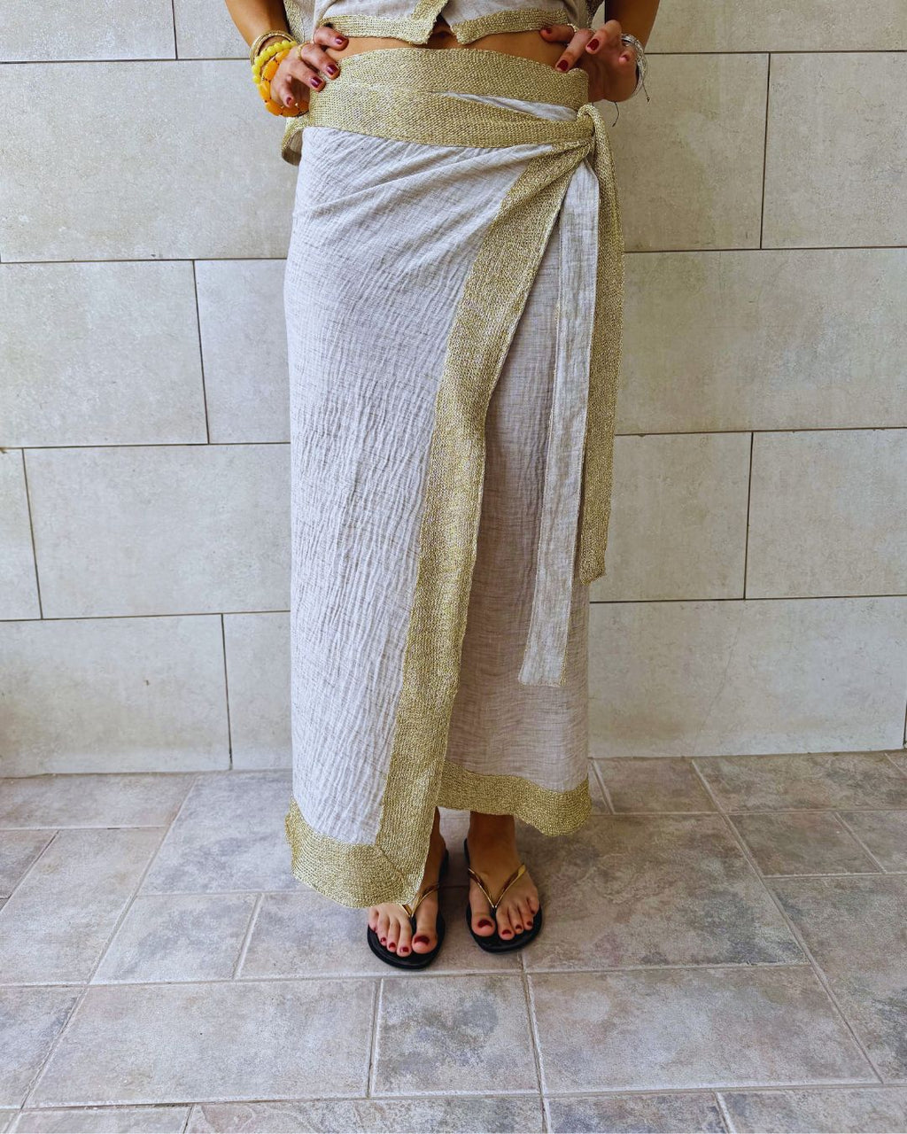 Golden Edge Wrap Skirt