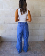 Baby blue Striped Frillu Signature Pants