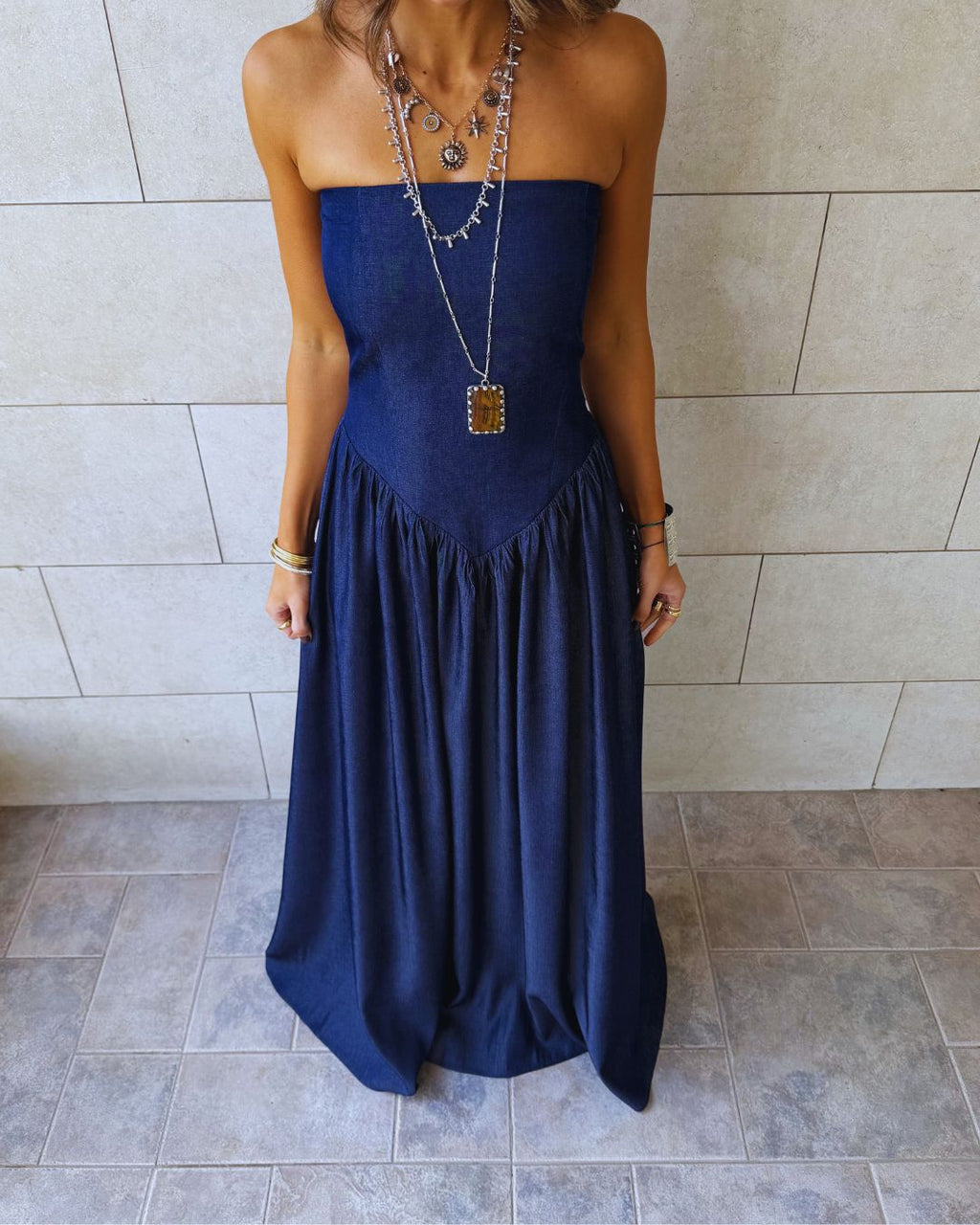 Paloma Drop Waist Denim Dress