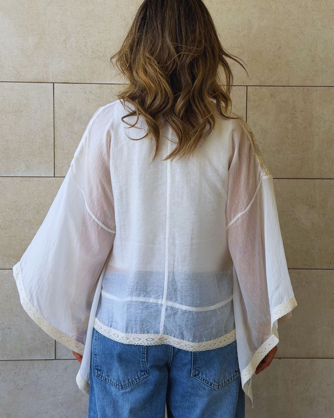 Ivory Floral Sheer Top