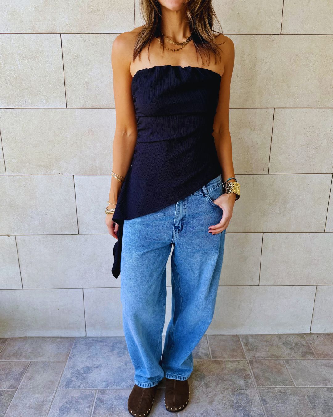 Asymmetrical Crinkle Top