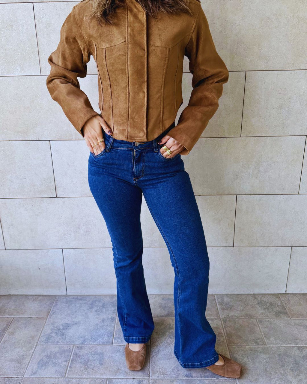 Camel Suede Cropped Jacket
