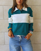 Azure Preppy Longsleeve Polo