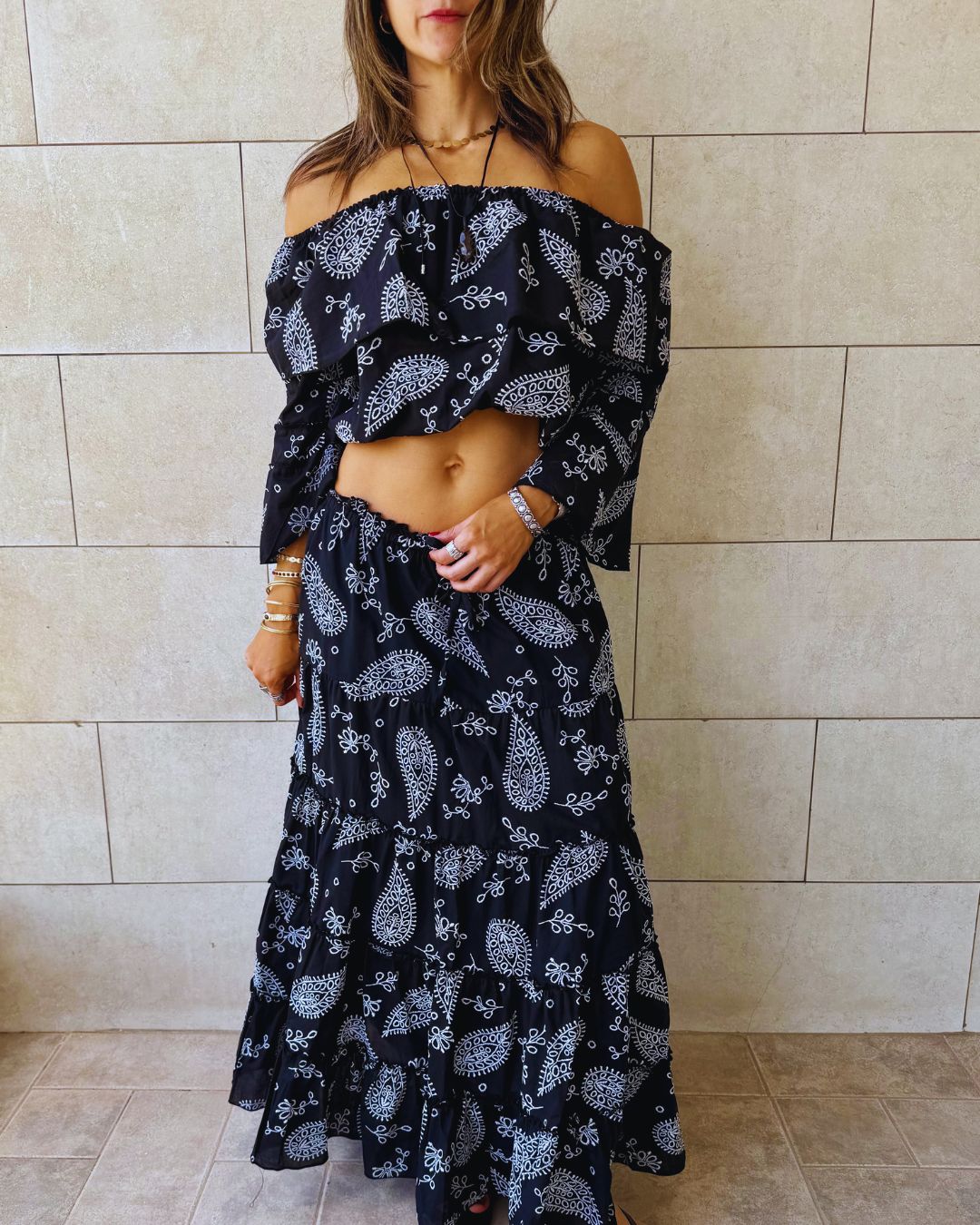 Bandana Flow Off Shoulder Top