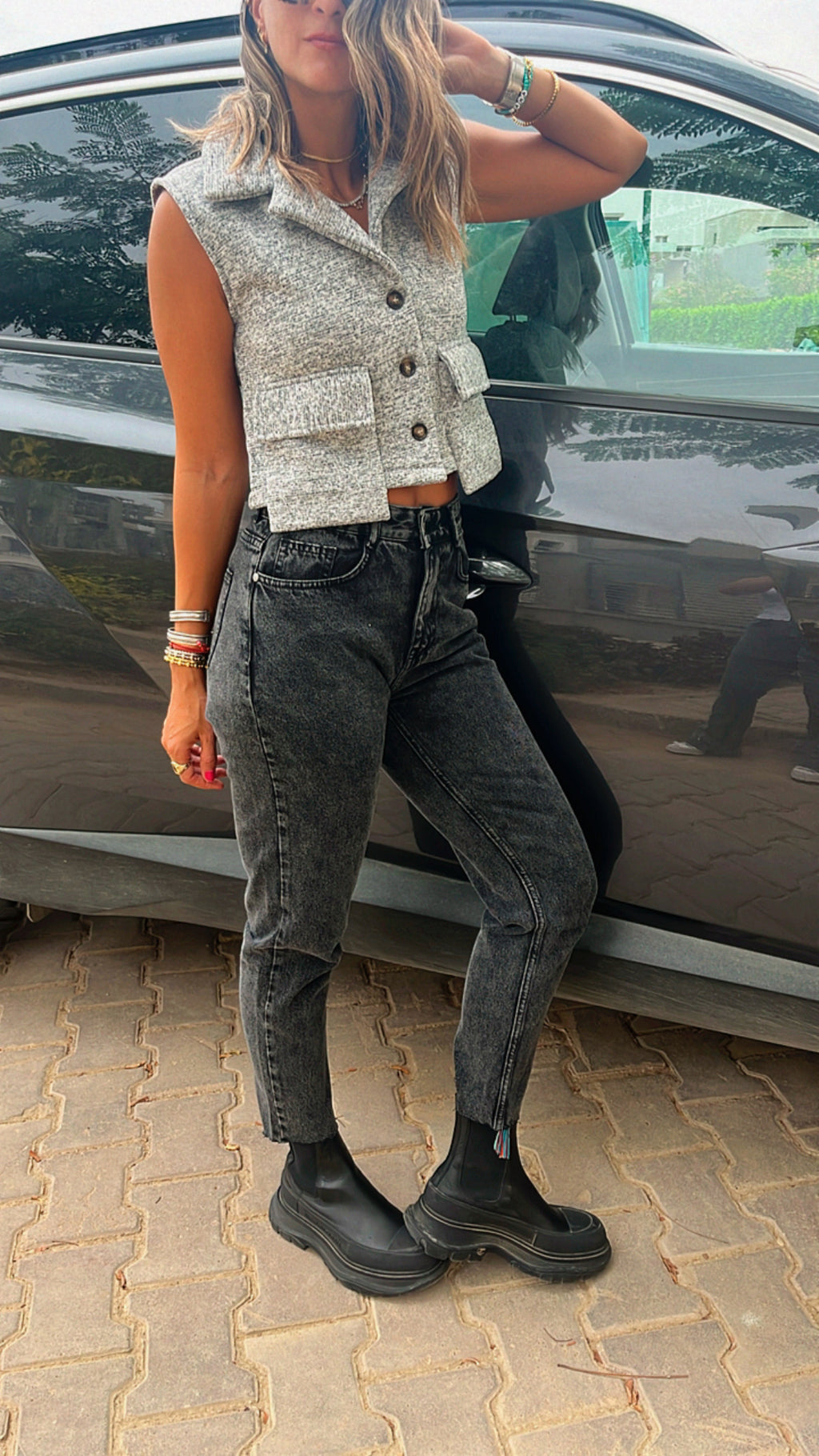 Light Grey Cozy Cargo Vest