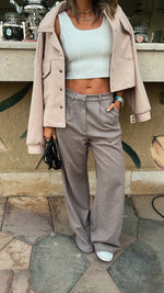 Beige Cropped Button Shacket