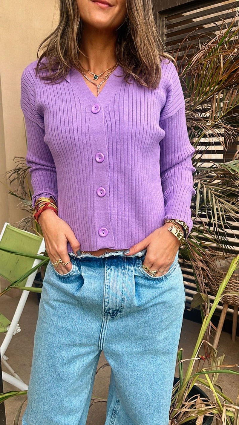 Lilac Buttoned Cardi