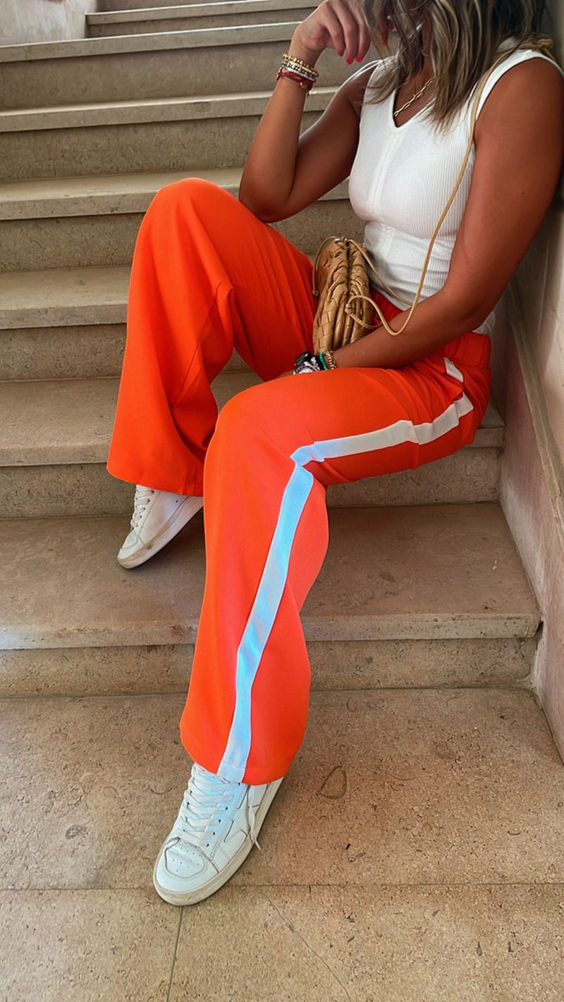 Orange Side Stripe Pants