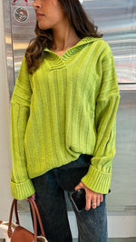 Lime Chunky Collar Knit