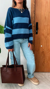 Blue Chunky Striped Knit
