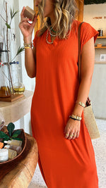 Rust Ribbed Tee Maxi Dress