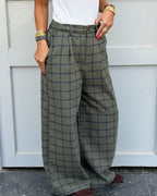 Olive Check Flannel Pants
