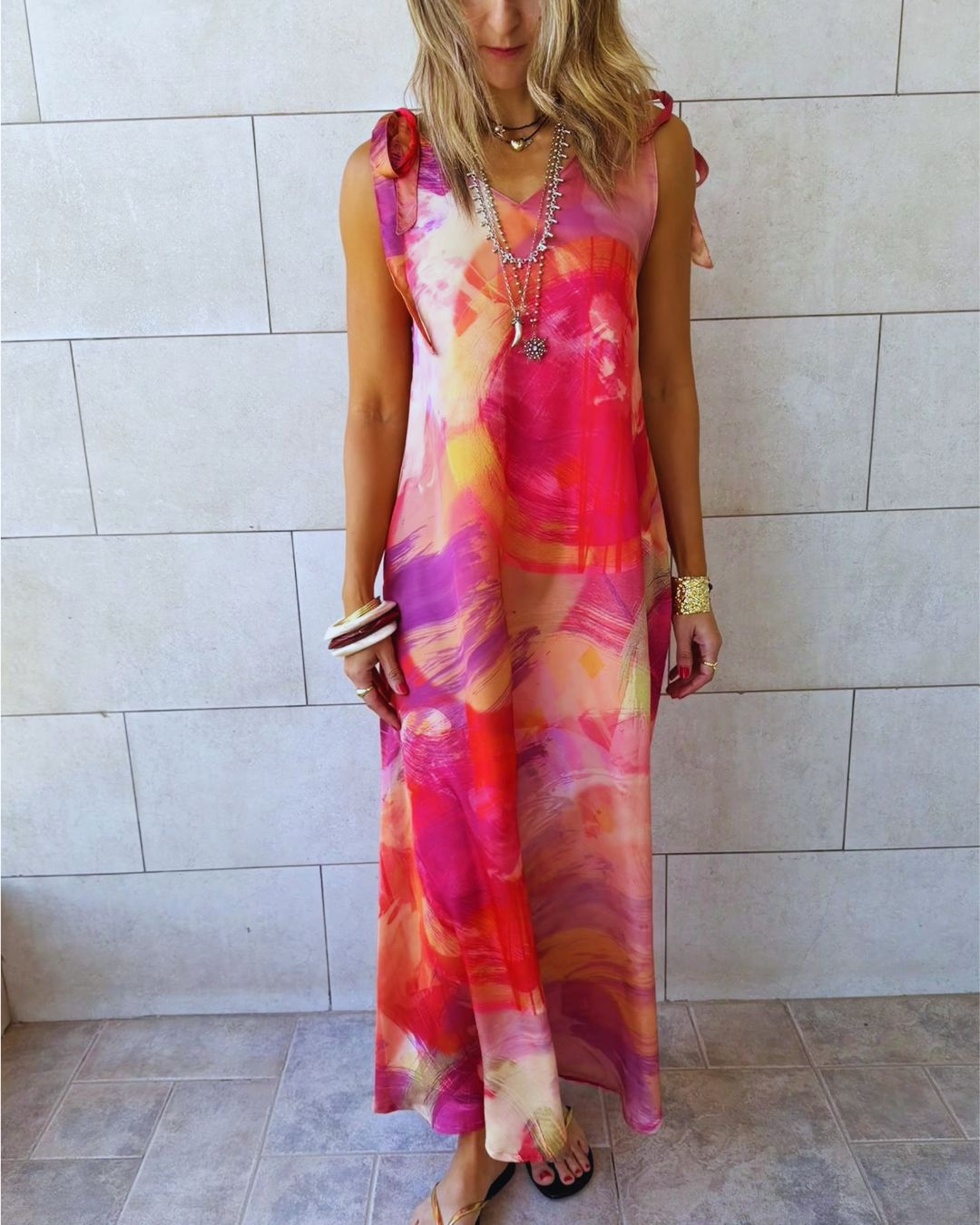 Sabbia Rosa Tie Shoulder Dress