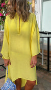 Yellow Linen Breezy High low Dress