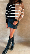 Black & Cafe Colorblock Knit Pullover