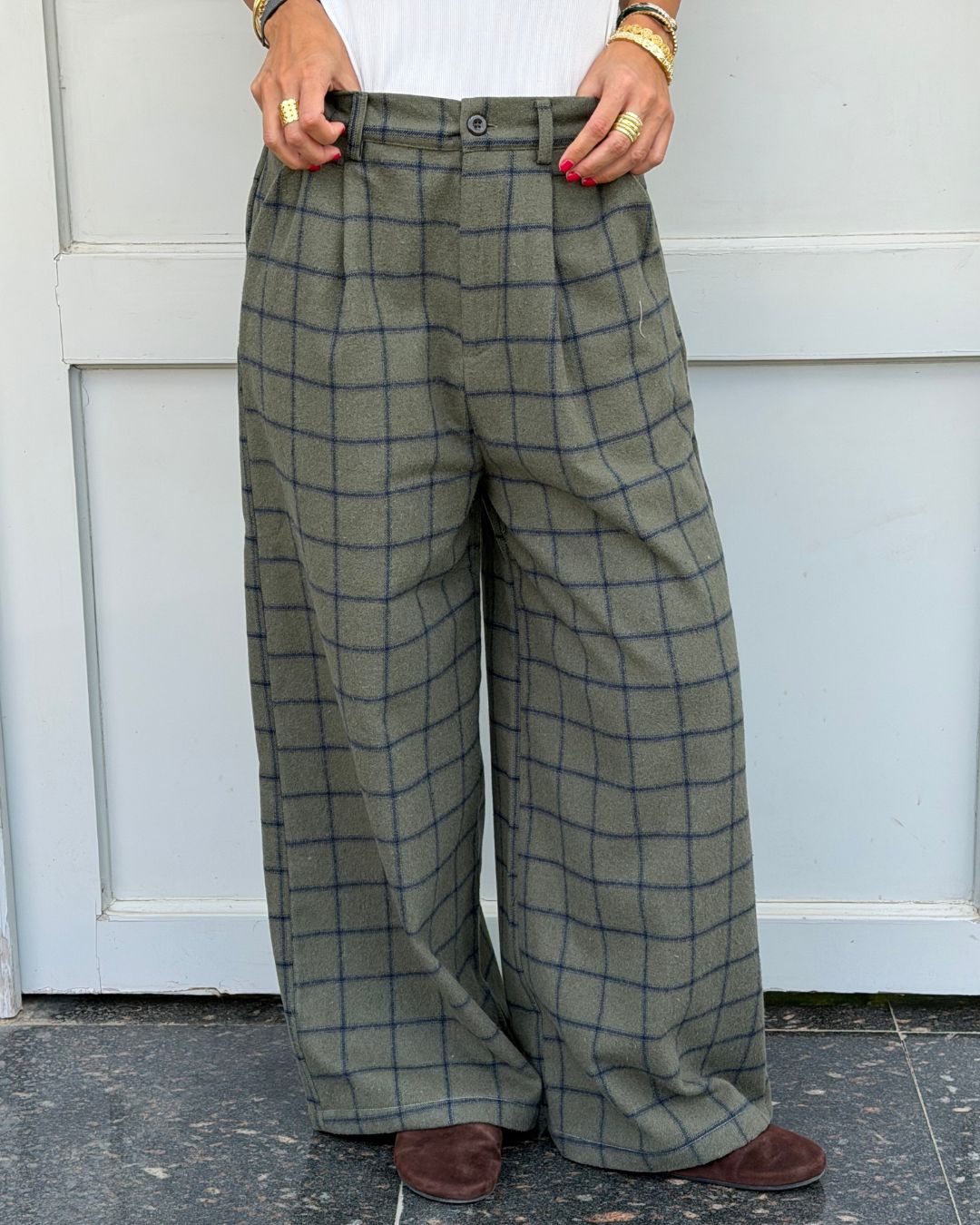 Olive Check Flannel Pants