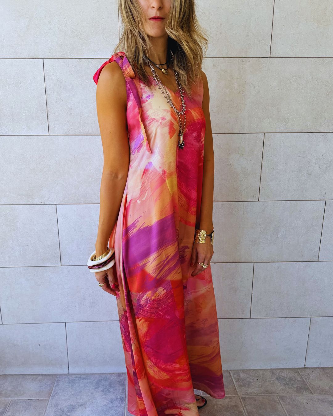 Sabbia Rosa Tie Shoulder Dress
