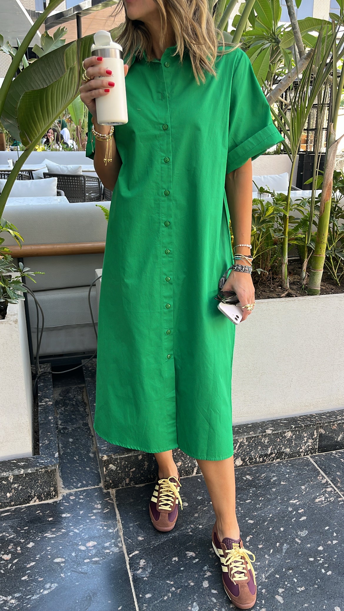Green T-shirt Shirt Dress