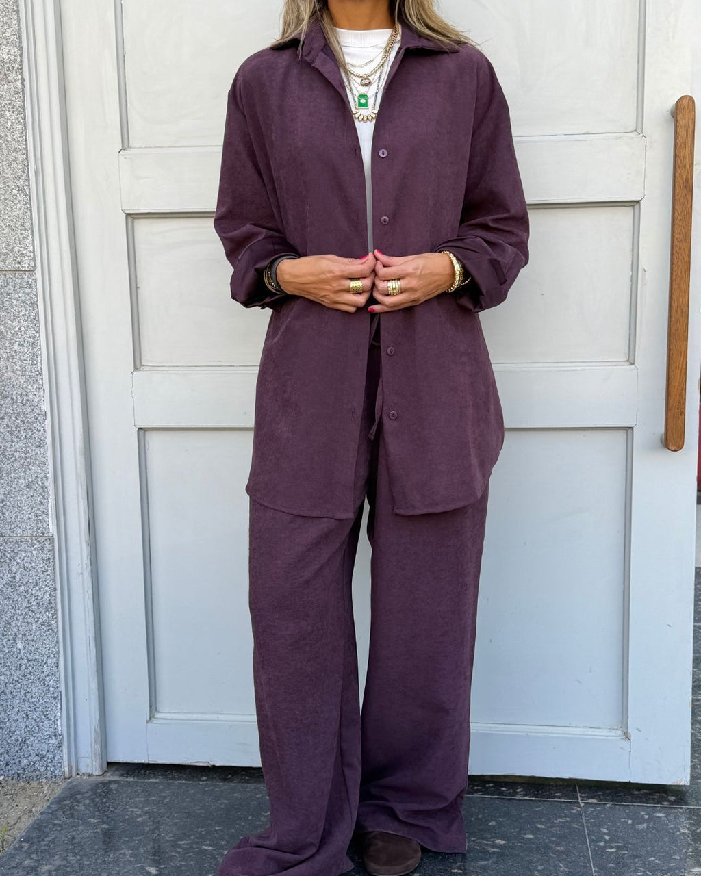 Plum Sandwash Flowy Set