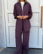 Plum Sandwash Flowy Set