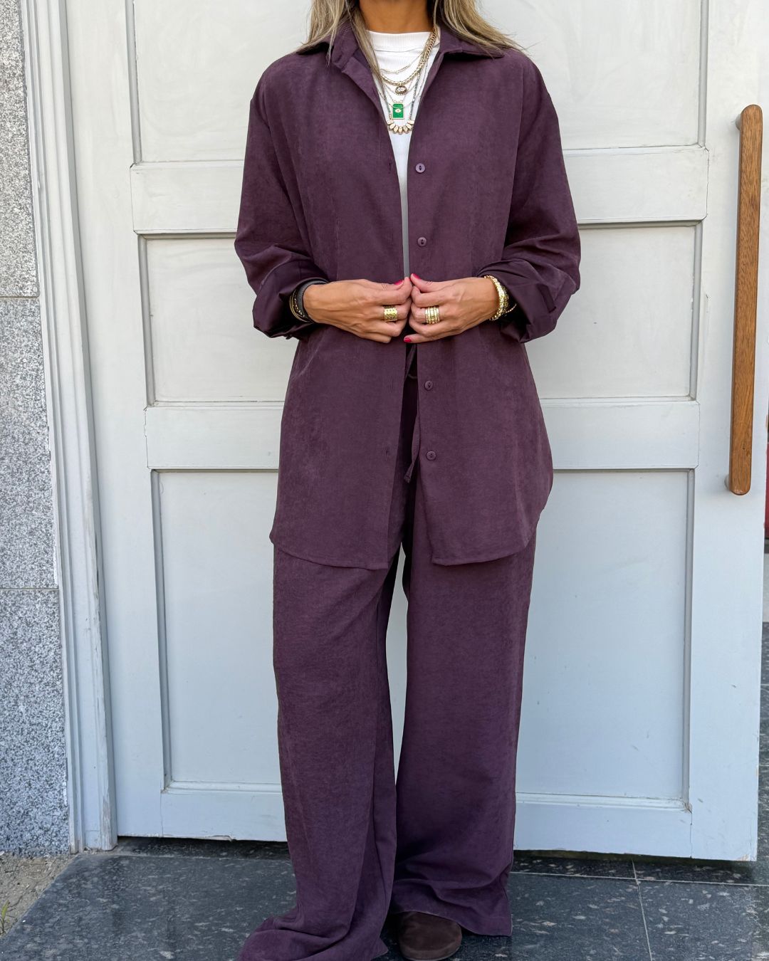 Plum Sandwash Flowy Set