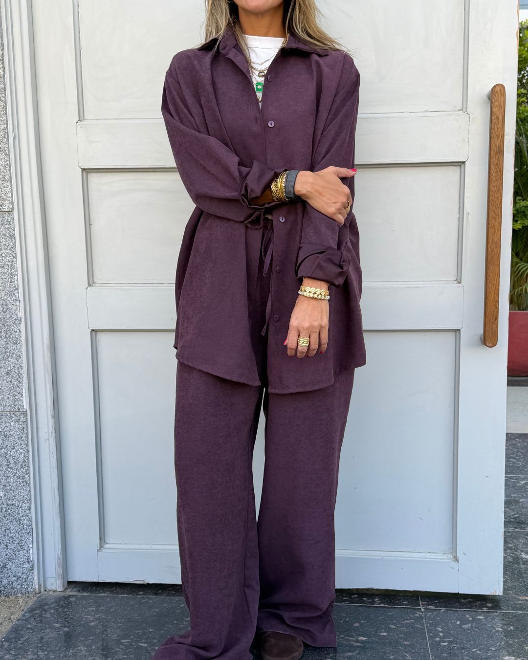 Plum Sandwash Flowy Set