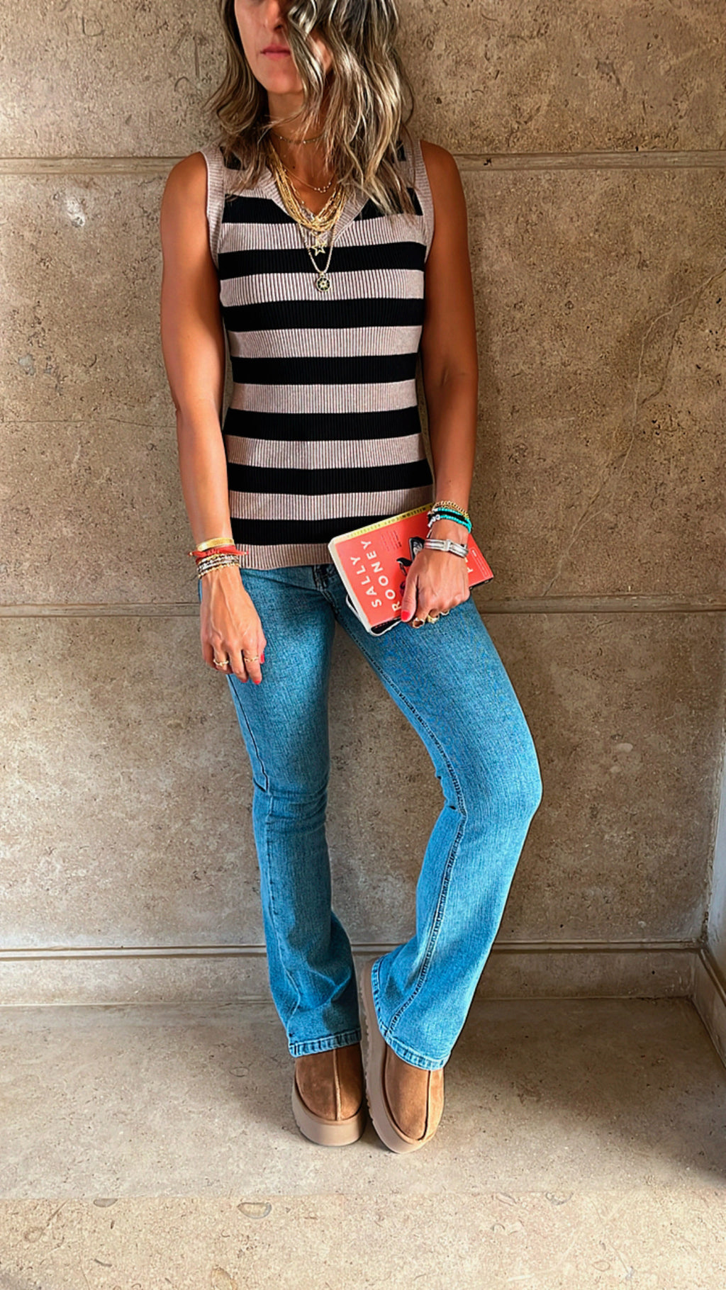 Cafe 101 Interknit Striped Tank Top