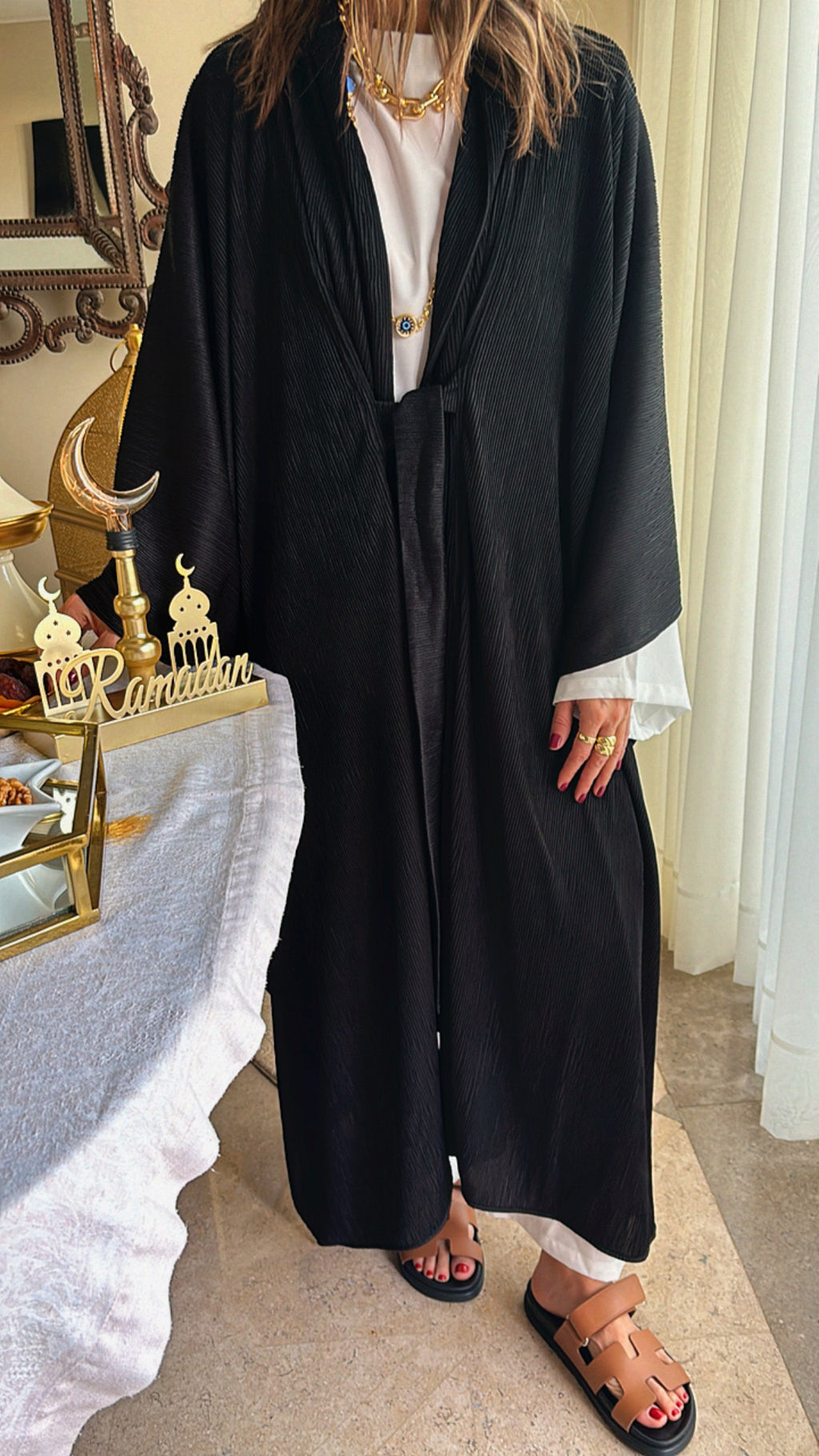 Black Glowy Knot Kaftan