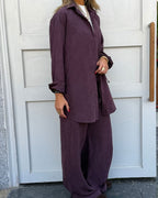 Plum Sandwash Flowy Set