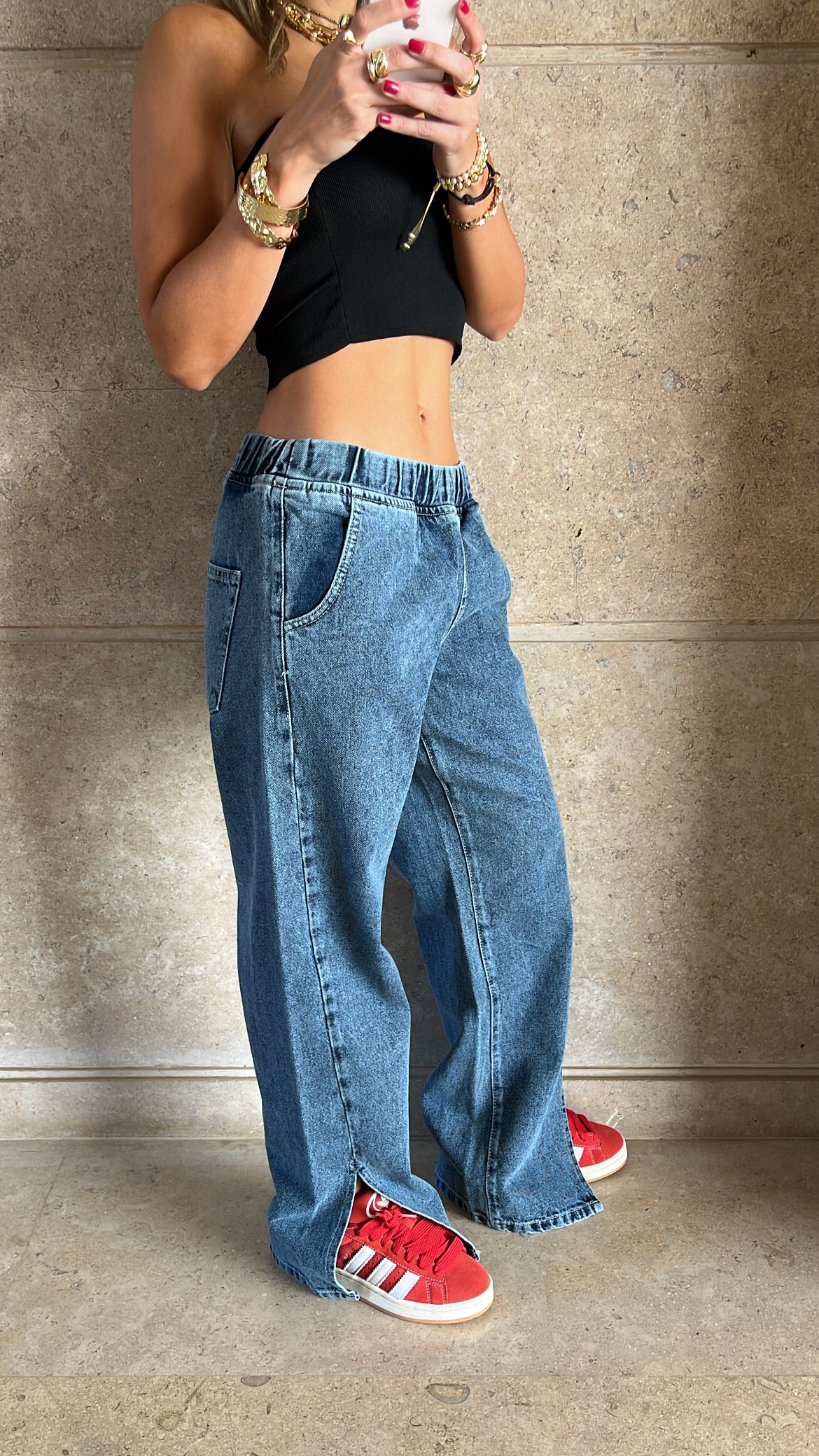 Blue Elastic Denim Jeans