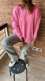 Pink Acid Wash Crew Neck