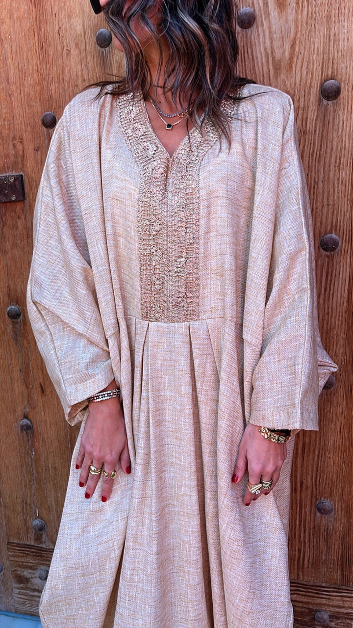 Linen Gold Detail Kaftan