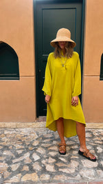 Lime Linen Breezy High low Dress