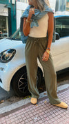 Olive Front Line Linen Pants