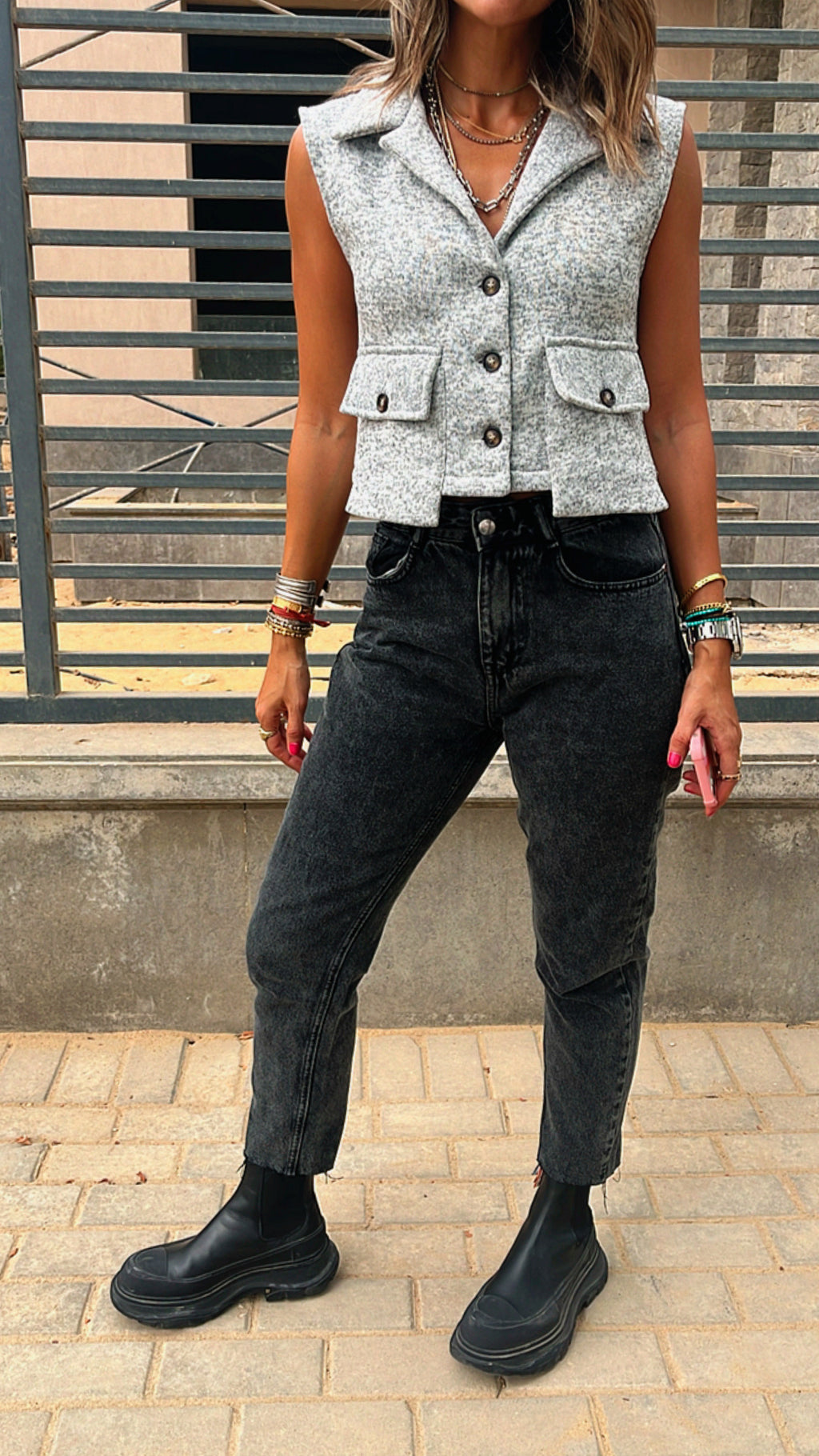 Dark Grey Cozy Cargo Vest