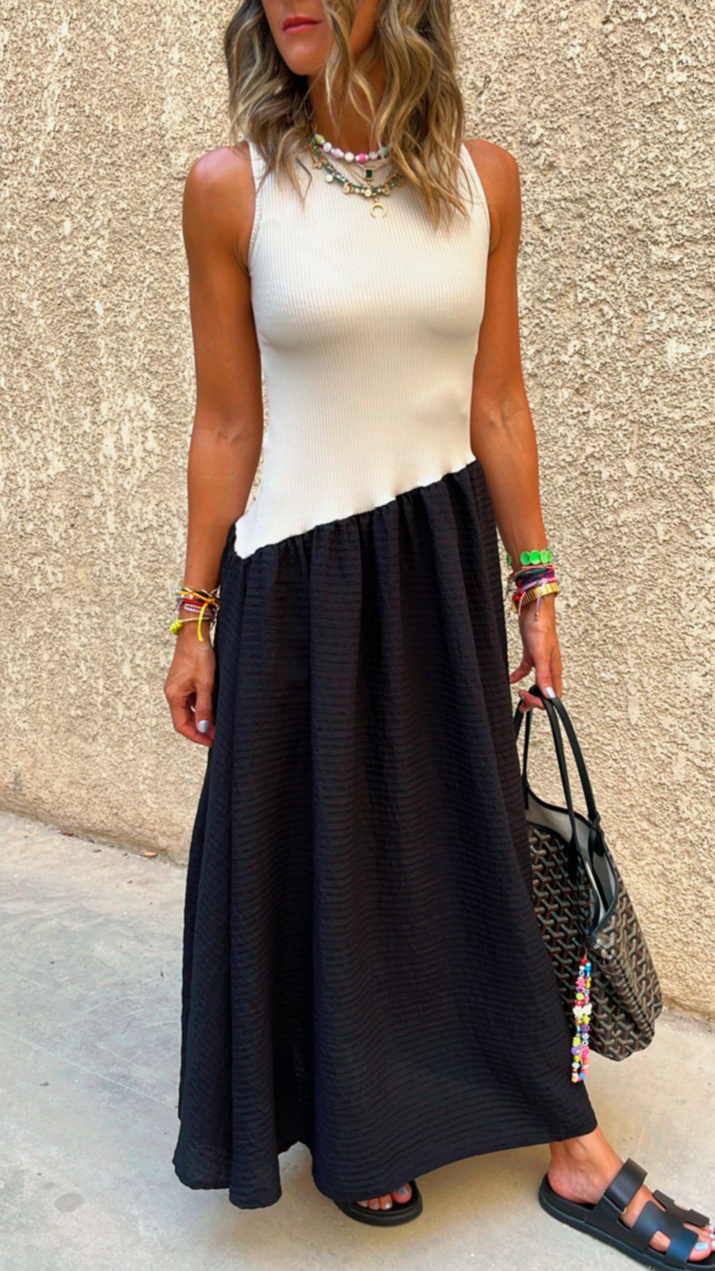 Black Asymmetric Drop Waist Dress