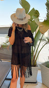 Black Crochet Tassel Coverup