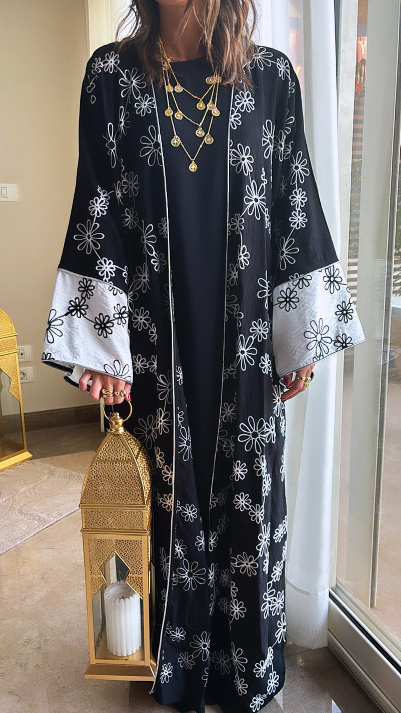 Black Embroidered Kimono