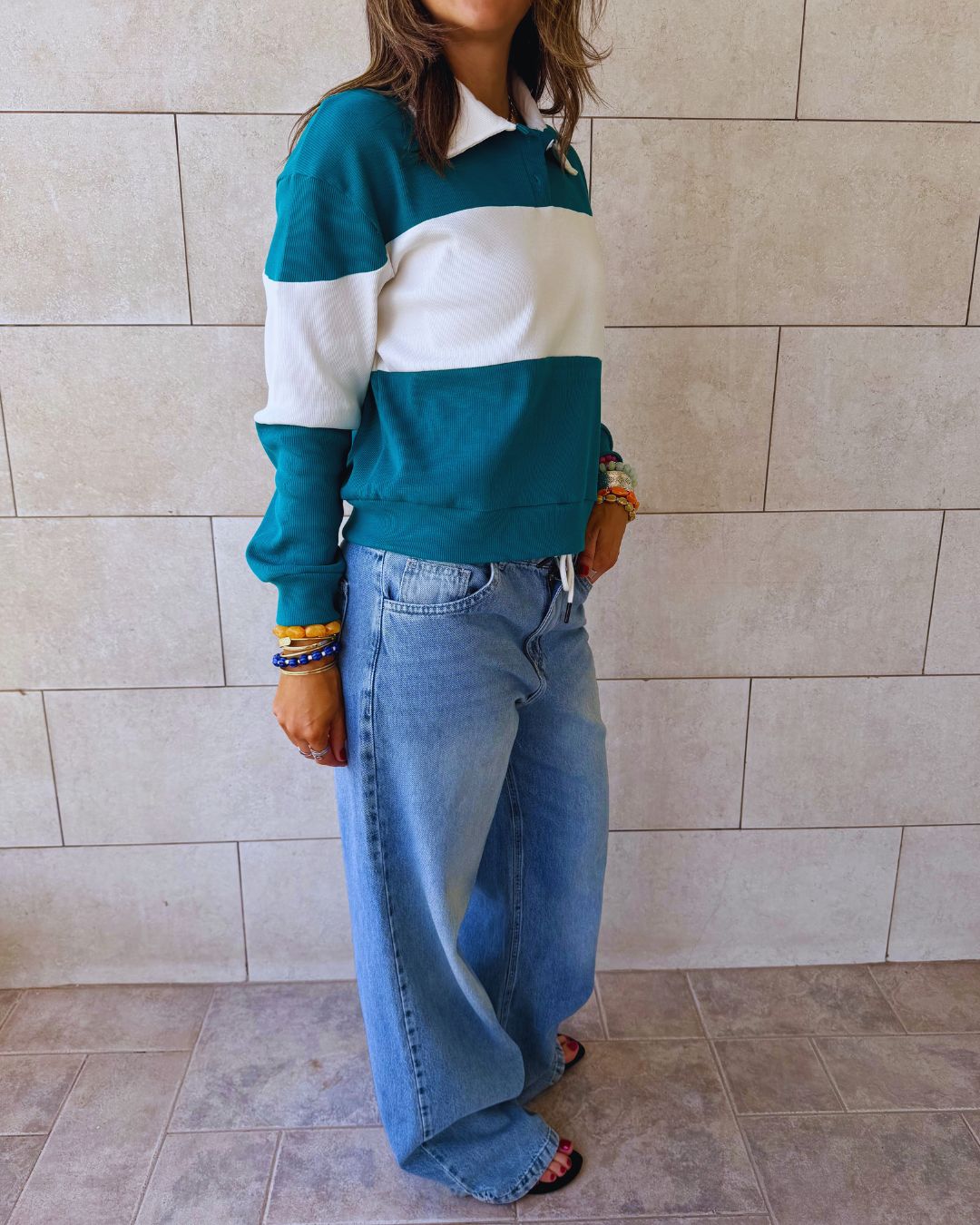 Azure Preppy Longsleeve Polo
