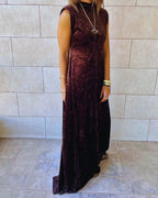 Brown Soft Velvet Maxi Dress