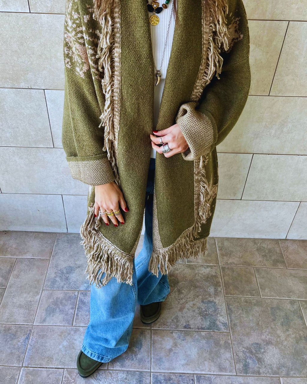 Olive Nordic Star Cardigan