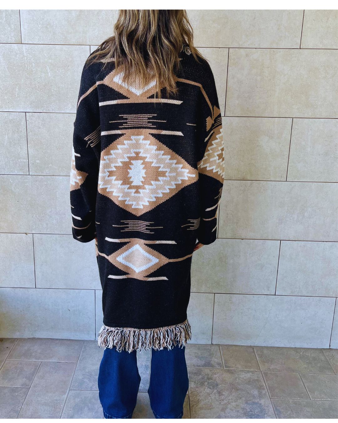 Aztec Black Ruffle Cardigan