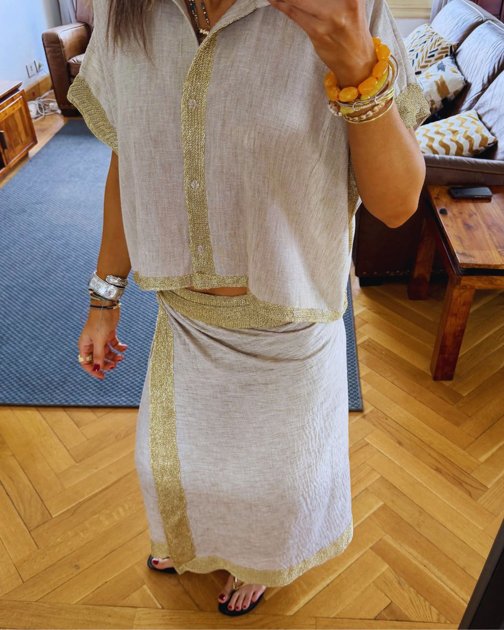 Golden Edge Wrap Skirt