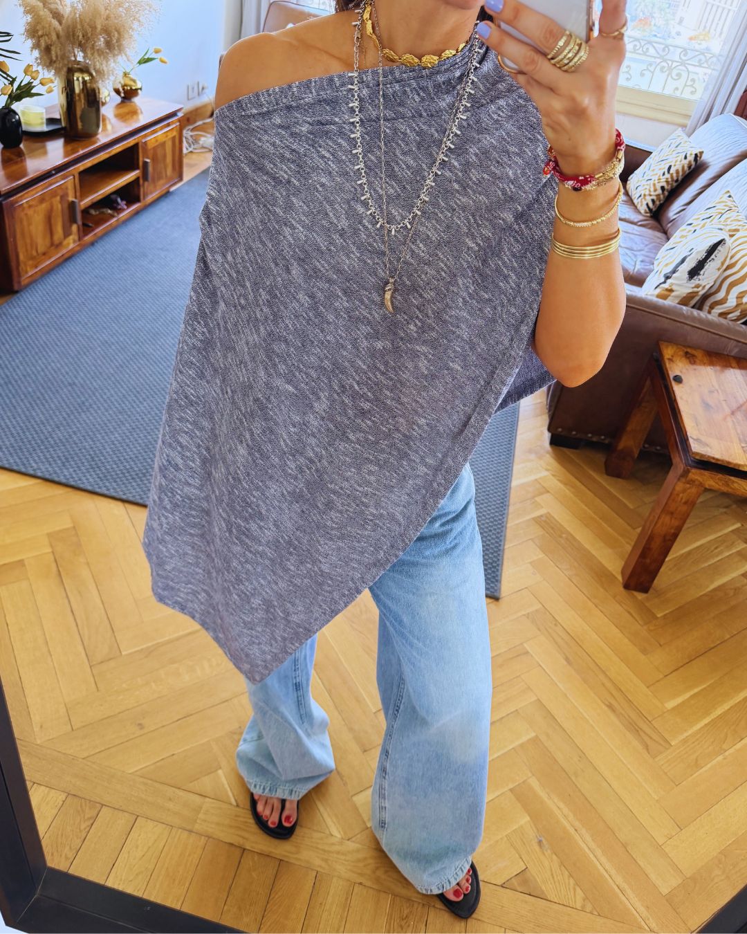 Grey Sunwashed Riviera Poncho